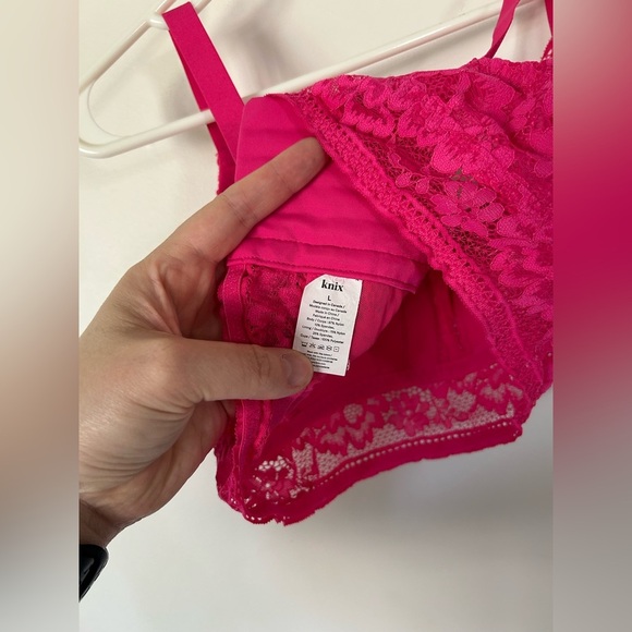 Knix Wireless Lace Bustier Size L Shocking Pink - Picture 4 of 7